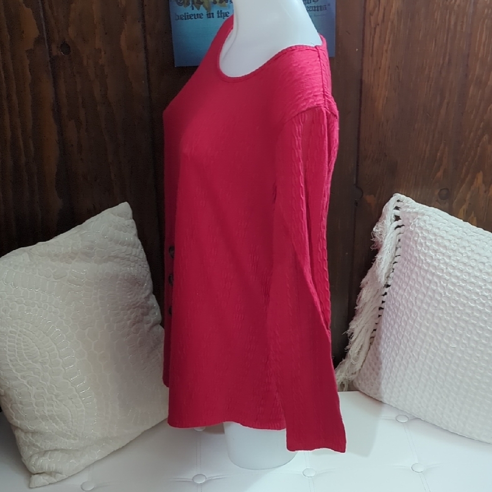Size XL Women's2 Dye 4 Red Button-Detail Sweater Top - Picture 6 of 14